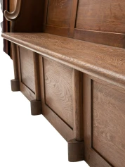 Willem Penaat Art Deco Three-Seat Bench, Solid Oak, 1920s